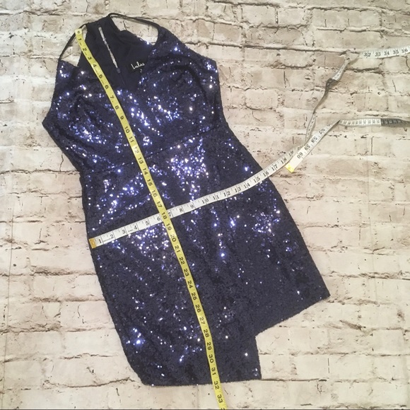 Lulus navy blue sequin straps Mini dress. - Picture 13 of 14